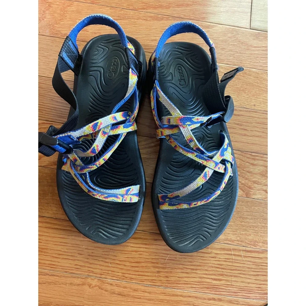 Chaco Z Cloud Womens 7 Multi Color Strappy Sport Sandals J105588 Blue Yellow
